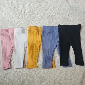 Baby Ribbed Leggings Set - Pink, White, Yellow, Blue, Black